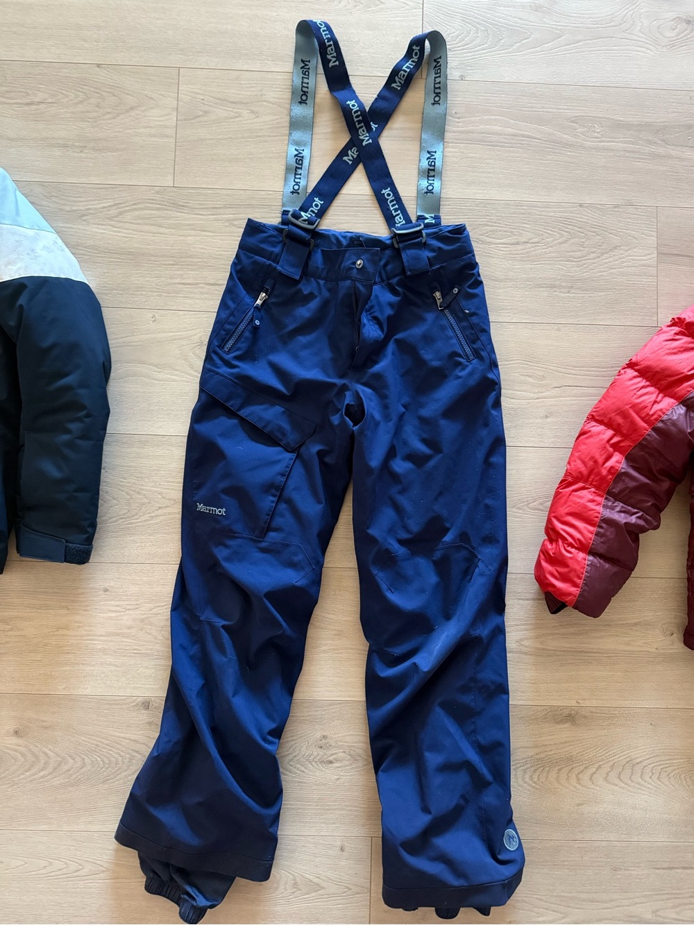 Marmot Navy Blue Kids Snow Overalls with Adjustable Braces